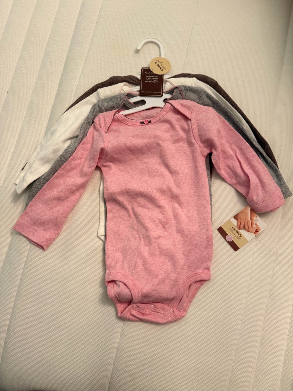 OshKosh B'gosh Long-Sleeve Pink and Neutral Baby Bodysuit 3-Pack